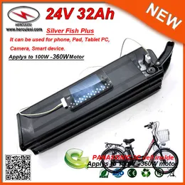 Batería de litio Caso OEM / ODM de aluminio impermeable de la bici eléctrica de la batería de 24V 350W E-bici de la batería de 24V 32AH con el cargador