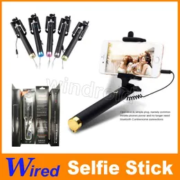 Ny ljudkabel integrerad Monopod Wired Selfie Stick Extendable Handheld Inbyggd slutarklämma för iOS iPhone Android Smart Phone 150 Billiga