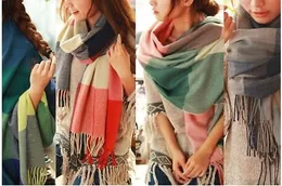 Fashion 2017 Classic Women Check Blanket Scarves Plaid Wool Blend Shawls Vintergitter Scarf 10st / Lot