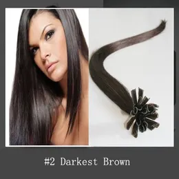 6AブラジルのバージンヘアバンドルネイルチップU-Tip Hair Extensions Darkest Brown＃2ストレート1Gケラチンスティックヘアヒューマンレミーヘア100S/ロット