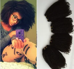 Mongolski Kinky Kręcone włosy 4 z Natural Black 100% Afro Ludzki Brazylijski Kinky Kręcone Dziewicze Włosy, Brazylijski Kręcone Dziewicze Włosy