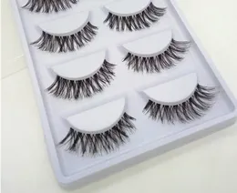 Partihandel-5 Par Naturliga Sparse Kors Ögonfransar Förlängning Makeup Lång Falsk Eyelashes Gratis frakt