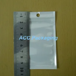 Pequeno seis centímetros * 10cm (2,4" * 3.9 '') Branco / Clear Auto Seal Zipper plástico Retail Packaging Bag Zipper Bloqueio Bag pacote de varejo W / Pendure Buraco