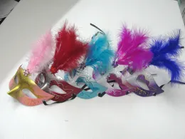 Lovely feather Rhinestone mask venetian masquerade party gift christmas decoration wedding favor novelty 10pcs/lot