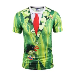 Wholesale fake two t-shirts 3d European and American men's short-sleeved creative party funny sexy digital printing short T-shirt