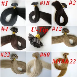 100g 100Strands Pre bonded nail u tip Human hair extensions 18 20 22 24inch Straight Brazilian Indian hair extension