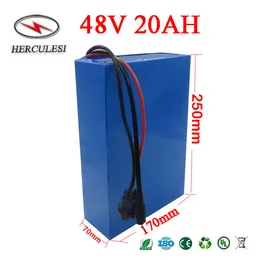 13S8P 18650 Li Ion 48V 20AH Ebike Lithium Battery Pack Built-in 30A BMS For 48Volt 1000W Electric Scooter Bicycle