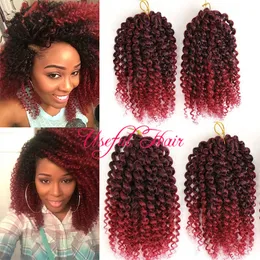 Högtemperaturfiber Malibob 8Inch Marlybob 100g Kinky Curly Hair Ombre Mali Bob Crochet Braids Hårförlängningar Syntetisk Barider Hår