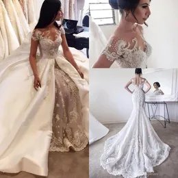 SCHIRTS OGGERIMENTO Abiti da sposa sirena Abiti di gioiello Lecconcini per berretto Leci Appliques per perle di cristallo perle per perle da sposa più taglia da sposa