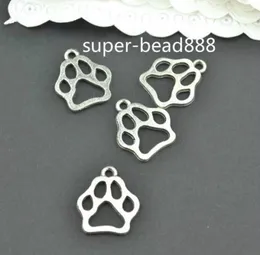 200 sztuk Antique Silver Charms Paw Print Wisiorki na wyniki biżuterii 13x11mm