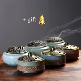 Wholesale- Low price Elegant Stove Incense coil Censer Incense Burner Pure Pottery Ceramic Incense Sticks Holder Base Buddhist Ornaments