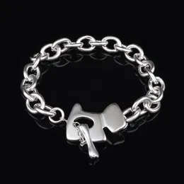 Free Shipping with tracking number Top Sale 925 Silver Bracelet Pure silver dog tag Bracelet Silver Jewelry 20Pcs/lot cheap 1567