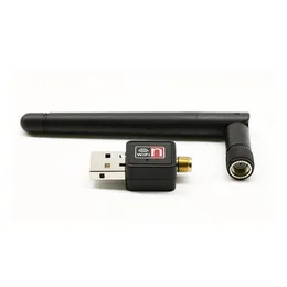 150M USB 2.0 2.4 GHz ISM Band WiFi Wireless LAN Network Card Adapter 802.11 N/G/B 5DBI -antenn med Epacket