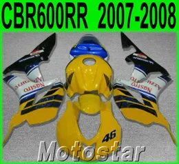 Enjeksiyon kalıplama kiti HONDA CBR600RR 07 08 için satış sonrası CBR 600RR F5 2007 2008 siyah sarı yüksek kaliteli kaplama seti FG39