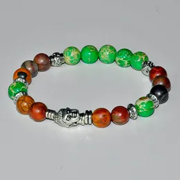 SN0211 Jasper natural stone buddha bracelet meditation heart chakra healing bracelet wellbeing balance yoga bracelet