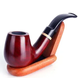 Vendita calda all'ingrosso Accessori per fumatori Tubi per tabacco curvi in legno di sandalo rosso Elemento filtrante da 9 mm 628