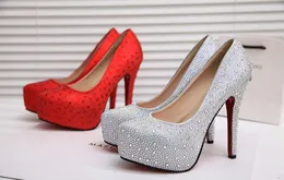 Moda Lüks Boncuklu Gümüş Kristaller Rhinestone Düğün Ayakkabı Yüksek Topuklu Gelin Ayakkabı Parti Balo Kadın Ayakkabı Ücretsiz Kargo