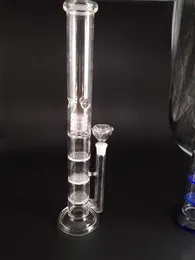 Glass Bong water pipe 18" inches Straight pure glass TreePerc water pipe with three Honeycomb Tire Percolator Brand Quality