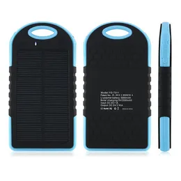 Wholesale 5000Mah 2 USBポートソーラーパワーバンクチャージャーiPhone iPad Samsung携帯電話の小売箱付外部バックアップバッテリー