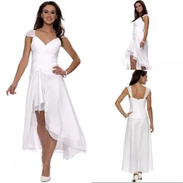 Front Short Long Back A Line Sweetheart White Chiffon High Low Wedding Dresses Pleated New Arrival Cheap Bridal Wedding Gowns