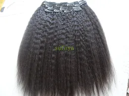 Brasilianische menschliche Jungfrau Remy Kinky Straight Haareinschlag-Clip-in-Extensions natürliche Farbe 9 Stück ein Satz