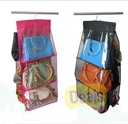 Fashion 6 Pocket Hanging Bag Purse Storage Organizer Closet Rack Hangers, 6pcs/lot Free shipping