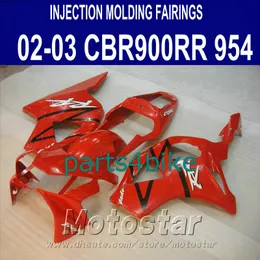 Injektionsgjutning ABS Full Fairing Kit för Honda Fairings CBR 900RR 954 2002 2003 CBR900RR Röd Svart Bodykits CBR954 02 03 YR97