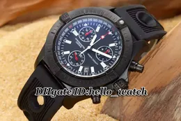 고품질 M73390 Seawolf Blacksteel Mens 모든 블랙 45mm 다이버 블랙 다이얼 VK 쿼츠 크로노 그래프 고무 가죽 시계