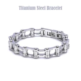 Titanium Aço Motociclista Correntes De Bicicleta Pulseira Estilo Clássico Pulseiras Brace lace Masculino Moda Meninos Jóias Acessórios 21.5 cm