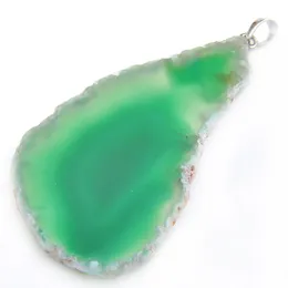 10 Pcs 1 lot LuckyShine Excellent Fire Natural Green Agate Slape Geode Gems 925 Sterling Silver Wedding Pendants for Necklaces Friend Gift