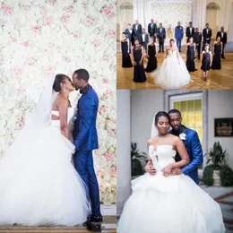 2017 Summer Irregular Neckline Wedding Dresses African Strapless Applique Tulle Ball Gown Wedding Dresses Plus Size Bridal Gowns Vestidos