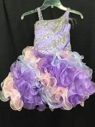 2021 Kolorowe małe berbecia Suknie z zroszonymi paskami i warstwowymi spódnicami Prawdziwe zdjęcia Kryształy Little Rosie Ritzee Girls Pagewan