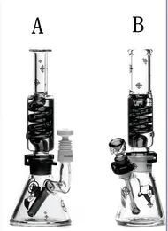 나선형 흡연 유리 봉 물 담뱃대 검은 물 파이프 분리형 오일 조작 두 stytle 14mm 유리 그릇