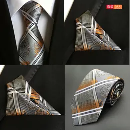 Stripe Neck Krawat + Kieszonkowe Zestawy Kwadratowe 64 Kolory Krawaty Jacquard Krawaty Drukowanie Chusteczki Krawat Dla Męskie Dnia Ojca Świąteczne Prezenty