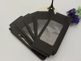 100PCS 175mm * 105mm * 25mm Svart Blank papperslåda för telefonväska till iPhone 5S 6 6Plus Pappersförpackning med fönster med blisterhållare