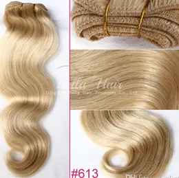 Ciało Fala 14 "-24" cal Brazylijski Włosy Blondynka Naturalne Ludzkie Włosy Weft Hair Extensions 100g / P Darmowa wysyłka