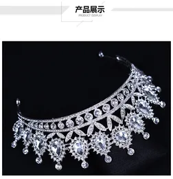 Luxo prata cristais coroas de casamento frisado tiaras de noiva strass cabeça peças bandana barato acessórios para o cabelo concurso coroa251t