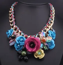 2016 Nuovi 7 colori Moda Donna Collare vintage Collana a catena con pendente Rosa Grande fiore Collane con dichiarazione Gioielli Regali di Natale all'ingrosso