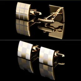 Złoty wzór Spinki do mankietów 3 Color Square Cufflink 16mm Francuski Mankiety Linki do ślubu Ojca Dnia Boże Narodzenie Darmowa Wysyłka