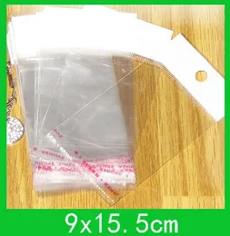 Hängande hål Poly packning påsar (9x15.5cm) med självhäftande tätning Opp Bag / Poly grossist 1000pcs / lot