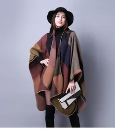 1PCS autumn winter scarf grid woman travel shawls wool spinning ladies National intensification cloak 18colors cape christmas party cappa