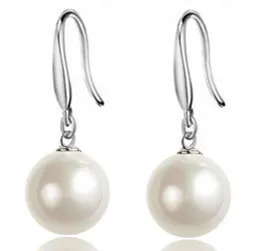 925 sterling silver örhängen Stud för kvinnor Natural Pearl Drop Dingle Hook Örhänge Örhängen Örhängen Örhängen Smycken