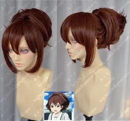 Robot notes fashion Brown fluffy RN_Akiho Cosplay Wig+Clip horsetail