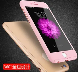 50pcs Ultra-thin Hybrid 360 Degree Full Body Coverage Protective Case Cover with Tempered Glass Screen Protector for iphone 7 7plus Case