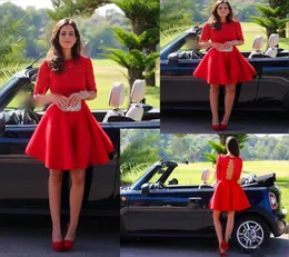 Red Lace Homecoming Dresses 2017 Half Long Sleeve Short Prom Party Dresses Sexy Open Back Knee Length Girls Pageant Cocktail Dresses