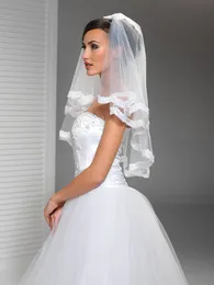 Nowa gorąca moda wysokiej jakości piękna koronkowa krawędź 2t z grzebieniem Lwory White Elbow Weddel Veils Veils