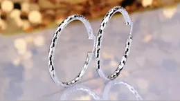 10Pairs / Lot Smycken Högkvalitativ plätering 925 Sterling Silver Ear Hoop Örhängen Mode gåvor 40mm Snakeskin Hyperbole Big Ear Ring