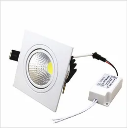Quadratische LED-Einbauleuchte, COB-Strahler, dimmbare Deckenbeleuchtung, 7 W/9 W/12 W/15 W, AC85–265 V