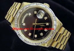 Роскошные часы высшего качества Наручные часы 18-каратного желтого золота Часы Black Diamond Bezel 18038 Часы 36 мм Автоматические мужские часы Мужские часы