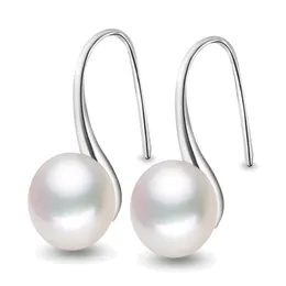 2016 Nowa Moda Prawdziwej Słodkowodne Pearl Kolczyki dla kobiet Wysokiej Jakości 925 Sterling Silver Jewelry White / Pink / Fioletowy Pearl